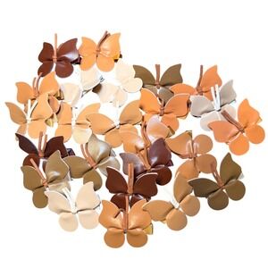 Baby Girl Butterfly Hair Clips Faux Leather Neutral Set 24pcs Boho